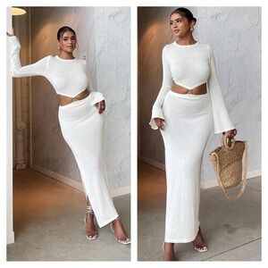 NEW Meshki Anna flare sleeve knit maxi dress